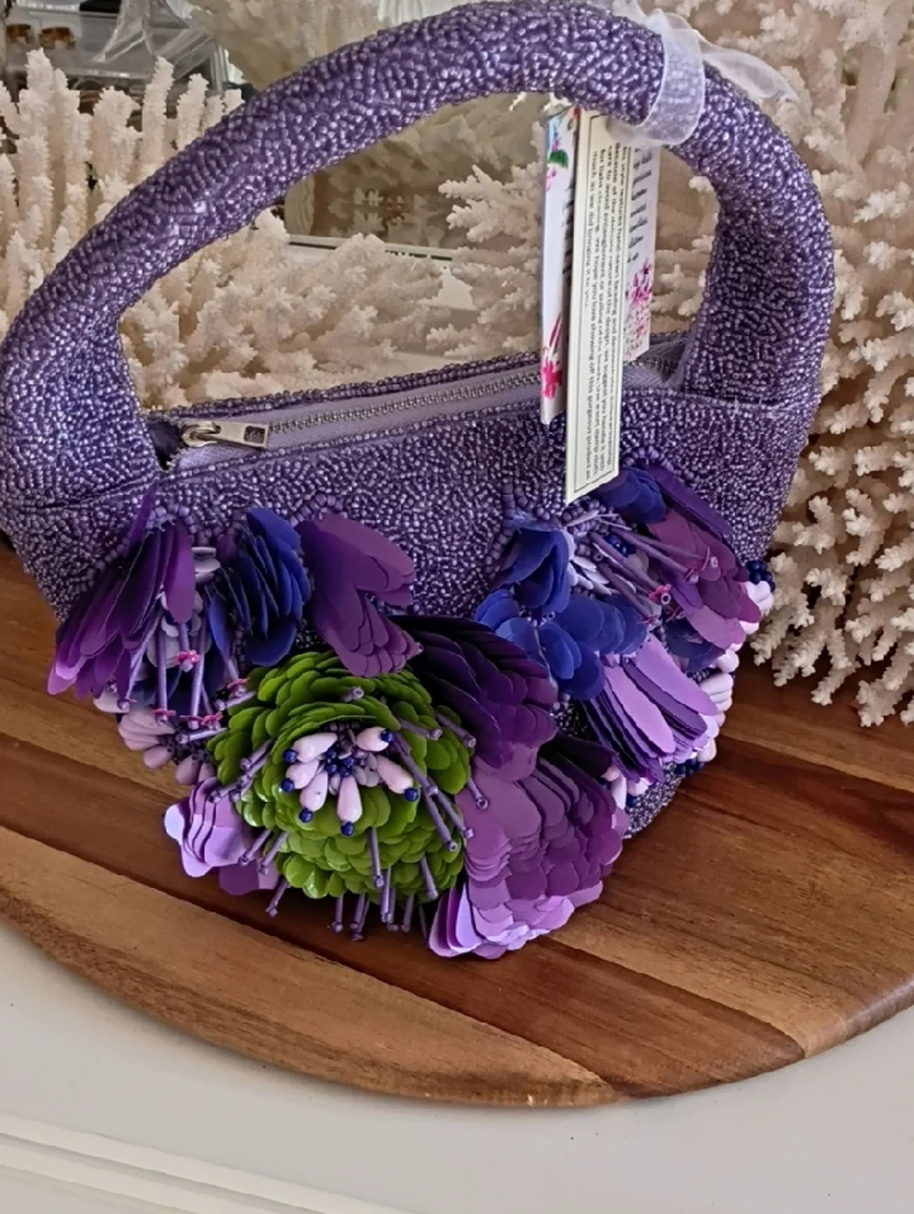 Lavender Floral Beaded Women’s Handbag ❤️NWT❤️ - Picture 11 of 11